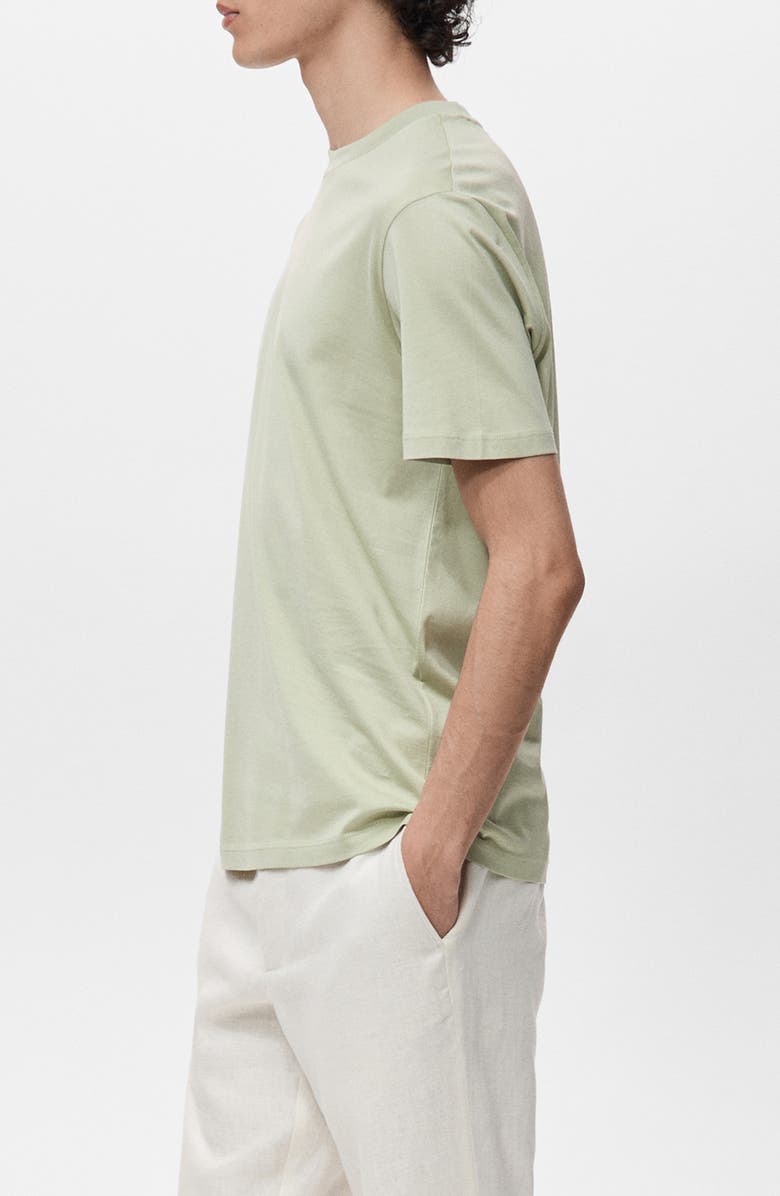 MANGO Slim Fit Cotton T-Shirt, Alternate, color, Mint Green
