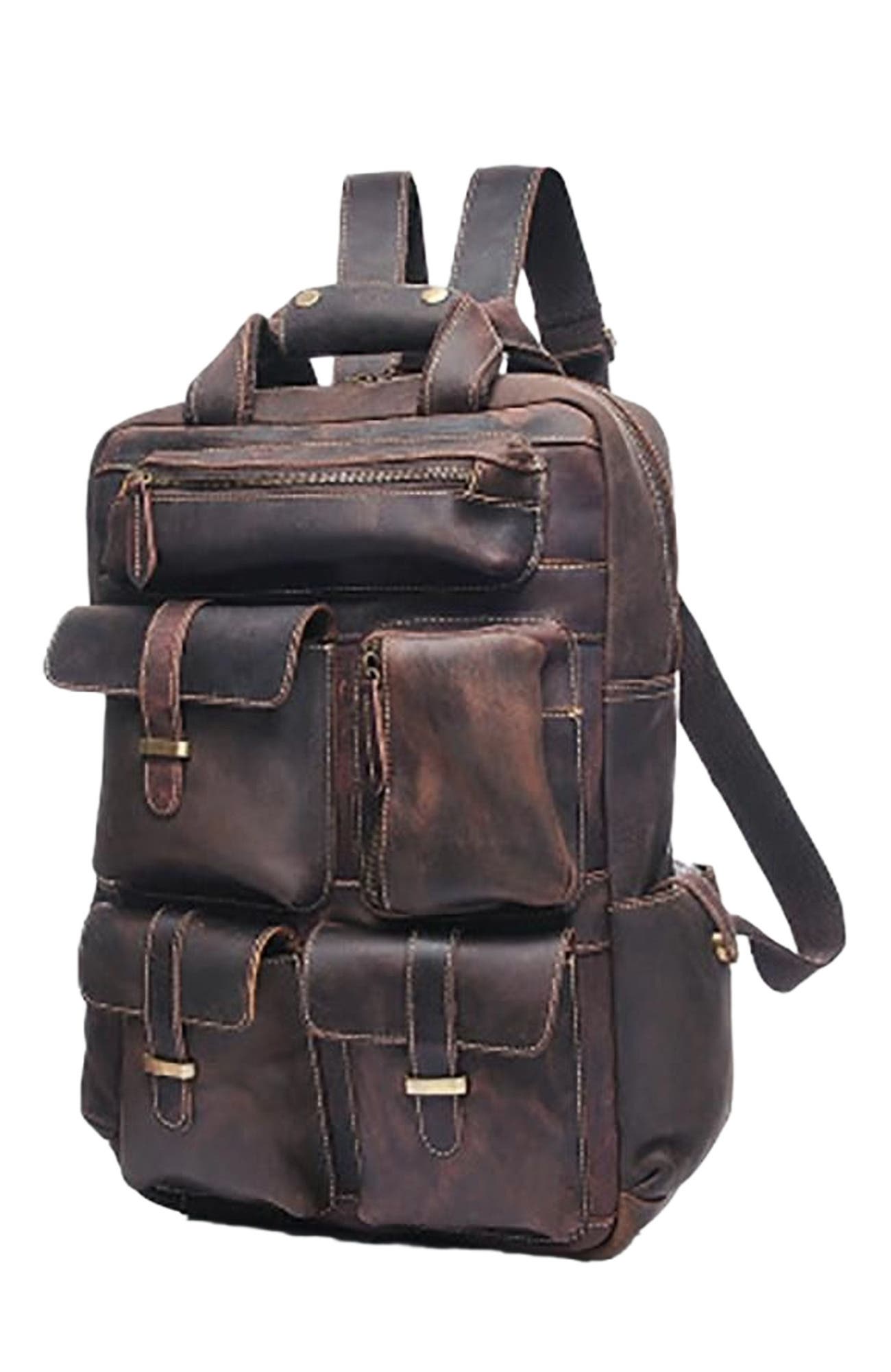 STEEL HORSE LEATHER The Shelby Backpack | Handmade Genuine Leather Backpack, Alternate, color, Dark Brown