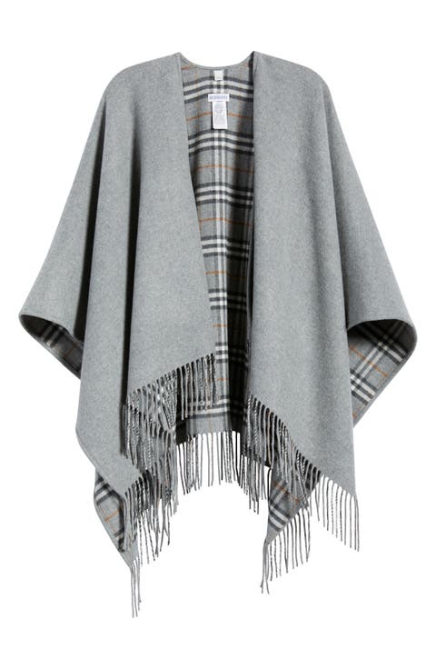 Check Wool Reversible Cape