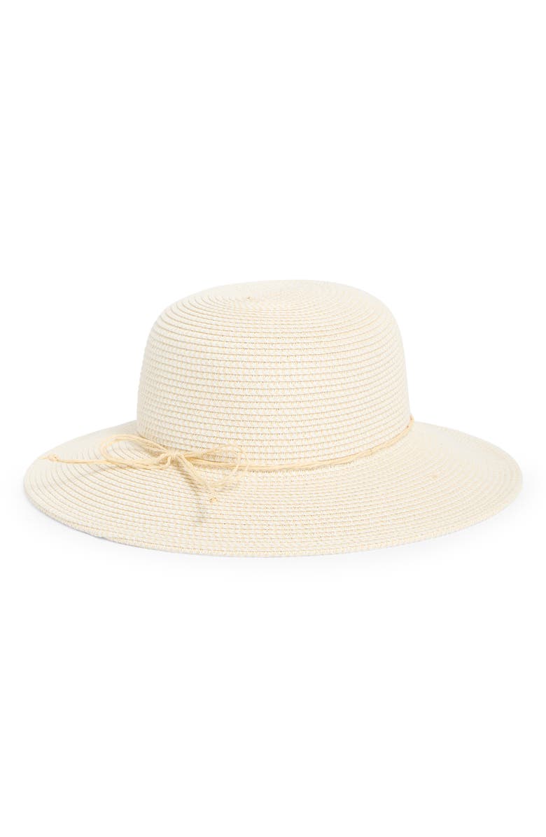 Nine West Downbrim Straw Floppy Hat, Alternate, color, Ivory Combo