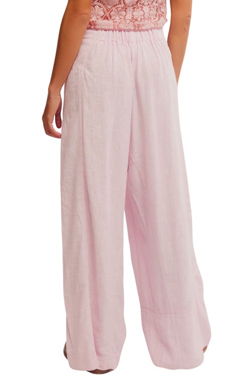 Free People Days End Pull-on Linen Blend Wide Leg Pants In Pink-a-boo