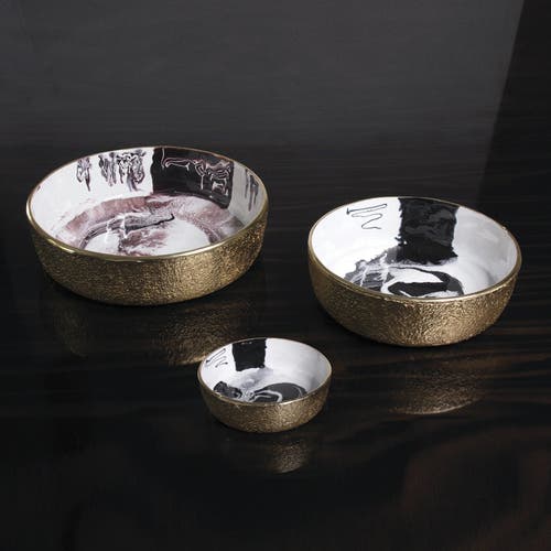 Lunares Bianco Nero Round Bowl In Neutral