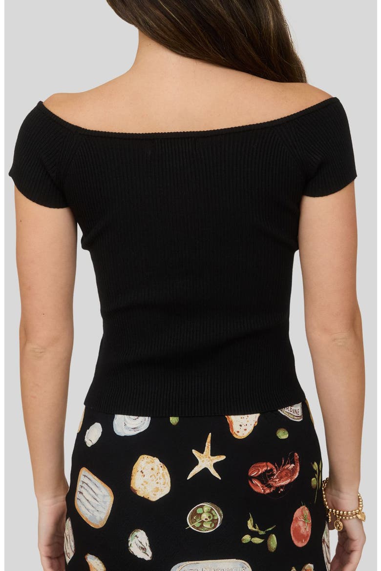 Short Sleeve Button Front Rib Knit Top, Alternate, color, BLACK