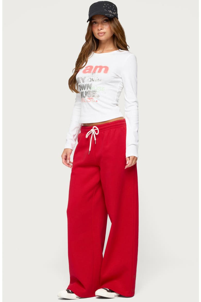 Kamari Low Rise Wide Leg Sweatpants, Alternate, color, RED
