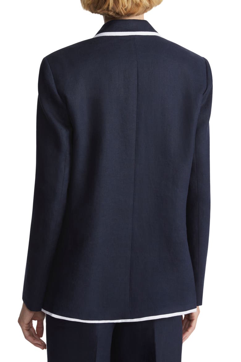 Tipped Linen Blazer, Alternate, color, INK