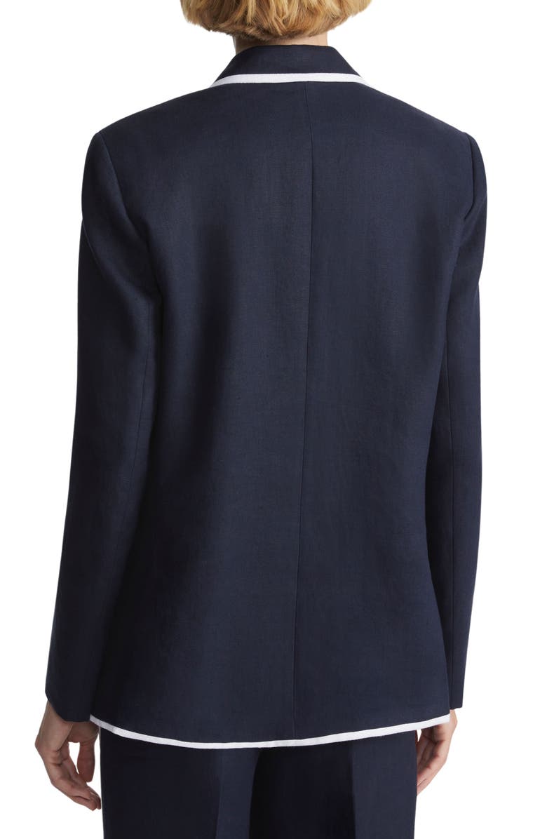 Lafayette 148 New York Tipped Linen Blazer, Alternate, color, 