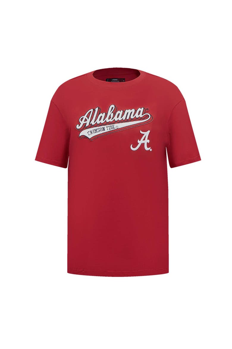 Women's Pro Standard Crimson Alabama Crimson Tide Script Tail Oversized Boyfriend T-Shirt, Alternate, color, Crimson