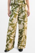 MANGO Floral Belted Straight Leg Pants