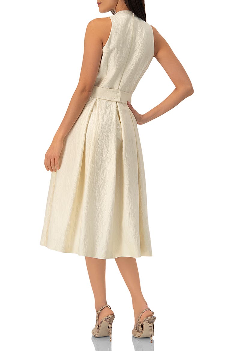 Textured Midi Dress with Belted Waist, Alternate, color, Natural