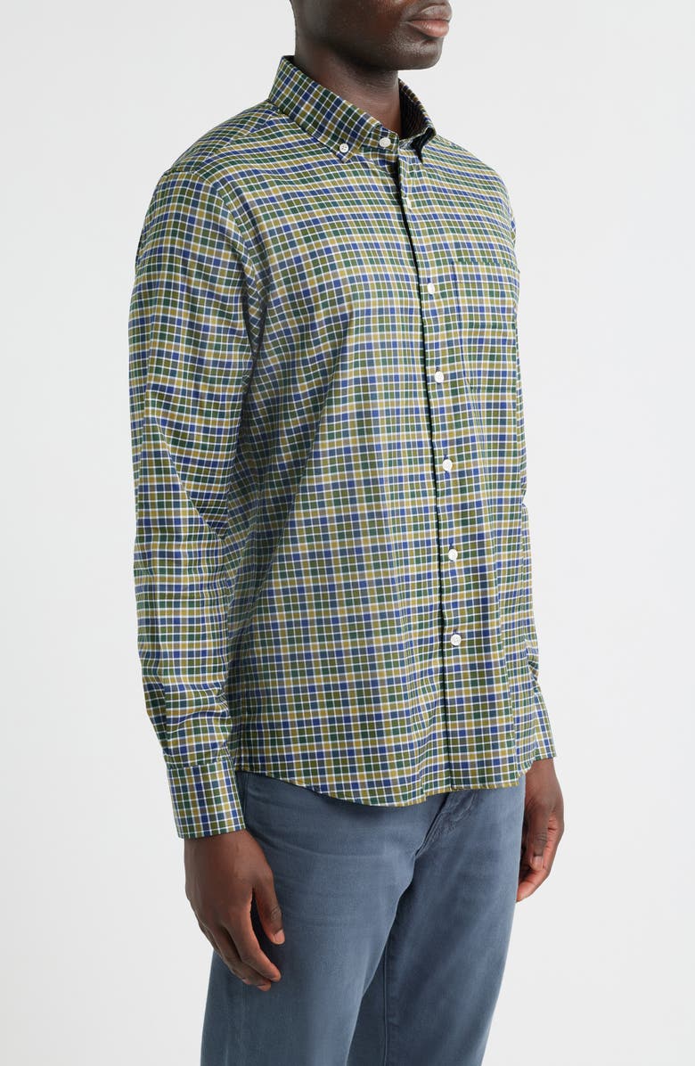 Scott Barber Check Prep Cotton Twill Button-Down Shirt, Alternate, color, Hunter