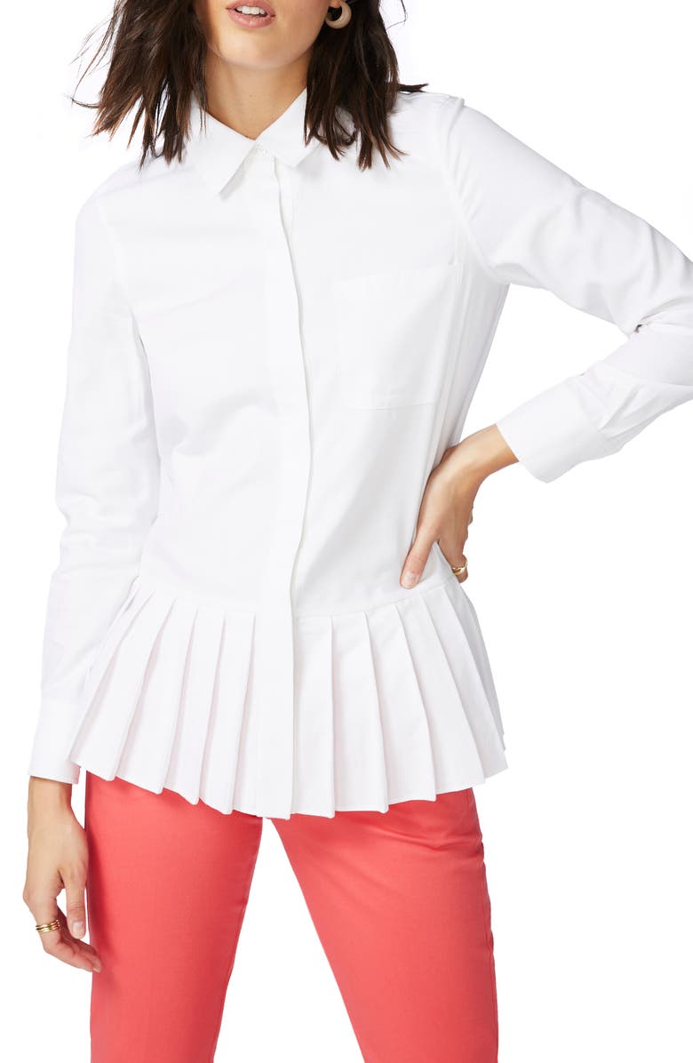 Court & Rowe Pleated Peplum Cotton Blend Shirt, Main, color,