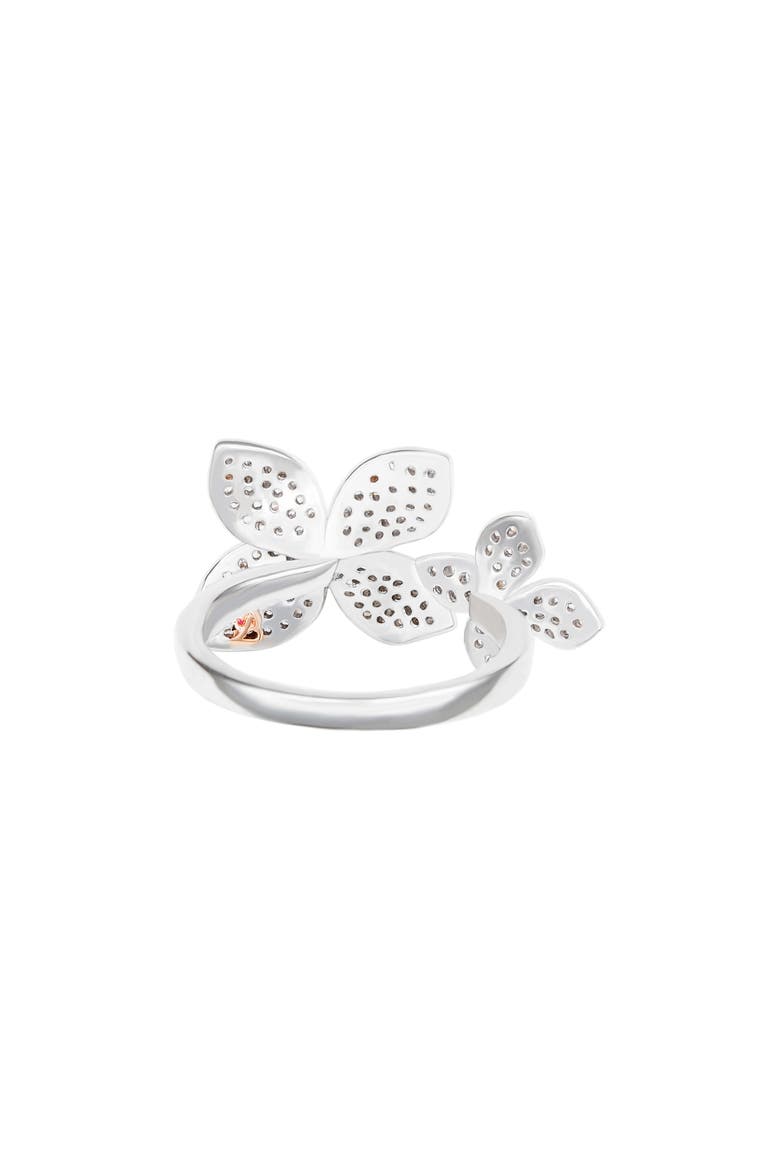 Sterling Silver CZ Double Flower Ring, Alternate, color, WHITE