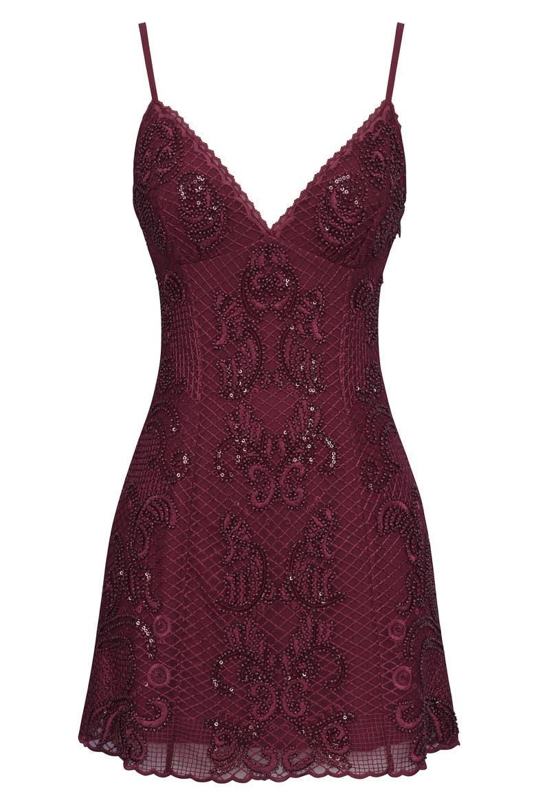 Catarina Beaded Minidress, Alternate, color, WINE