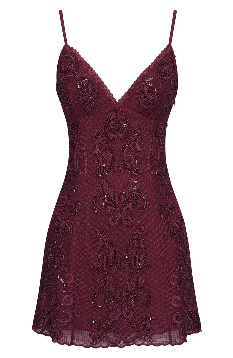 HOUSE OF CB Catarina Beaded Minidress, Alternate, color, Wine