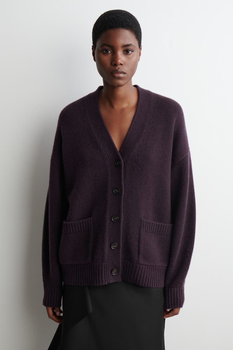 Oversized Merino Wool Cardigan, Main, color, DARK PURPLE