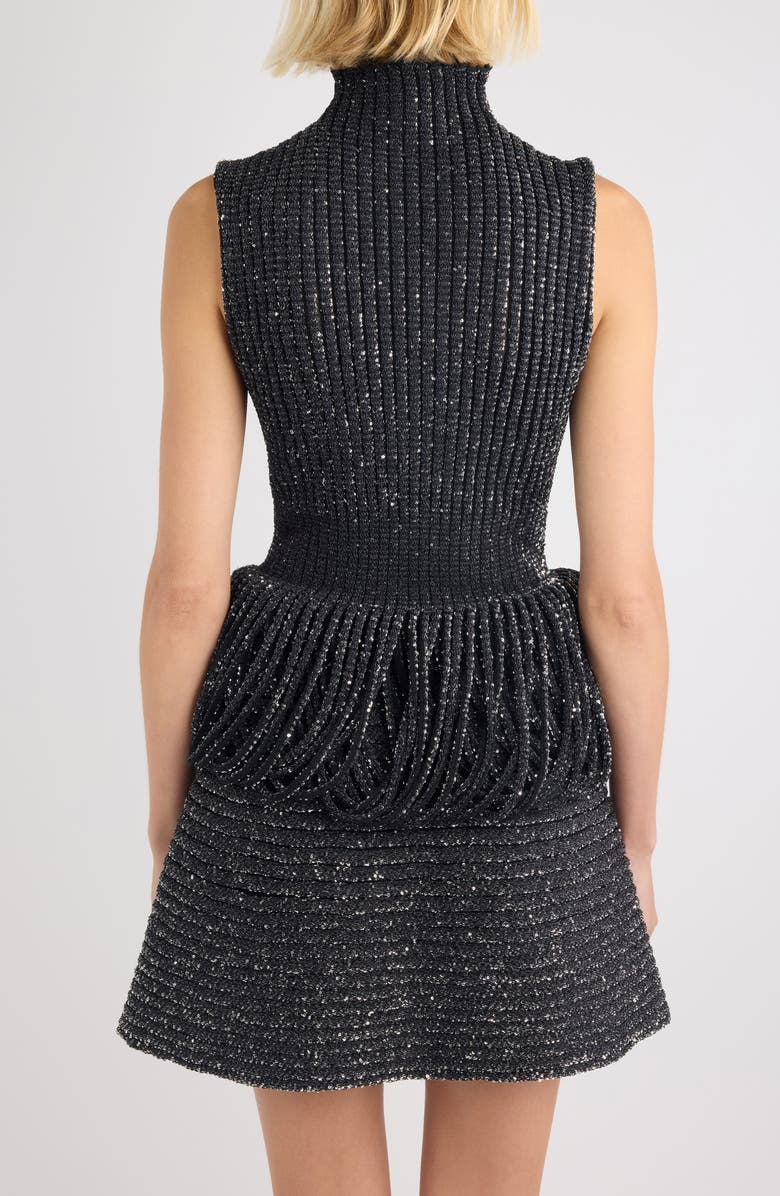 Alaïa Sequin Rib Sweater, Alternate, color, Noir Alaia