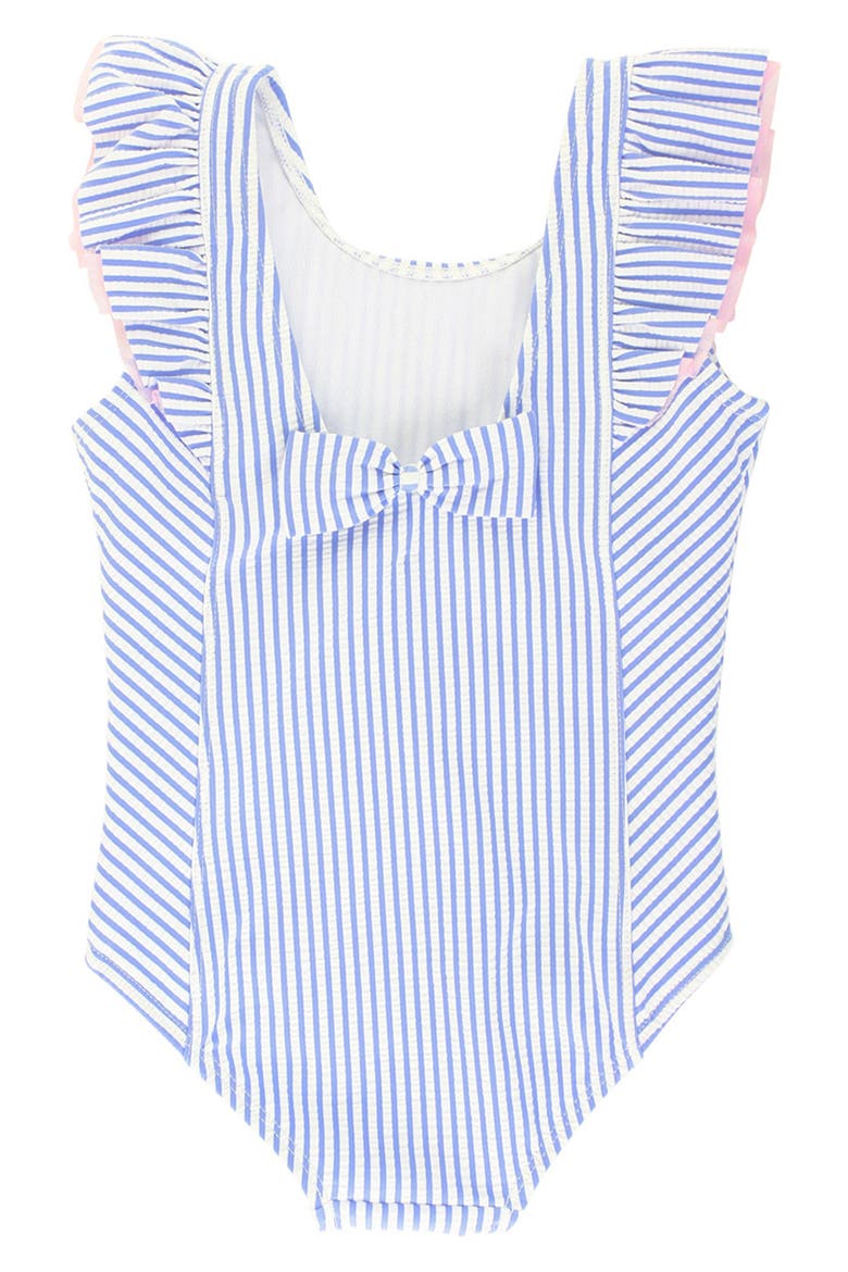 Stripe Seersucker One-Piece Swimsuit, Alternate, color, BLUE