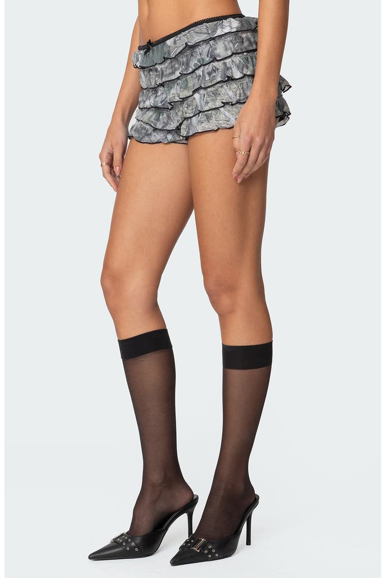 Ruffle Camo Mesh Low Rise Micro Shorts, Alternate, color, OLIVE
