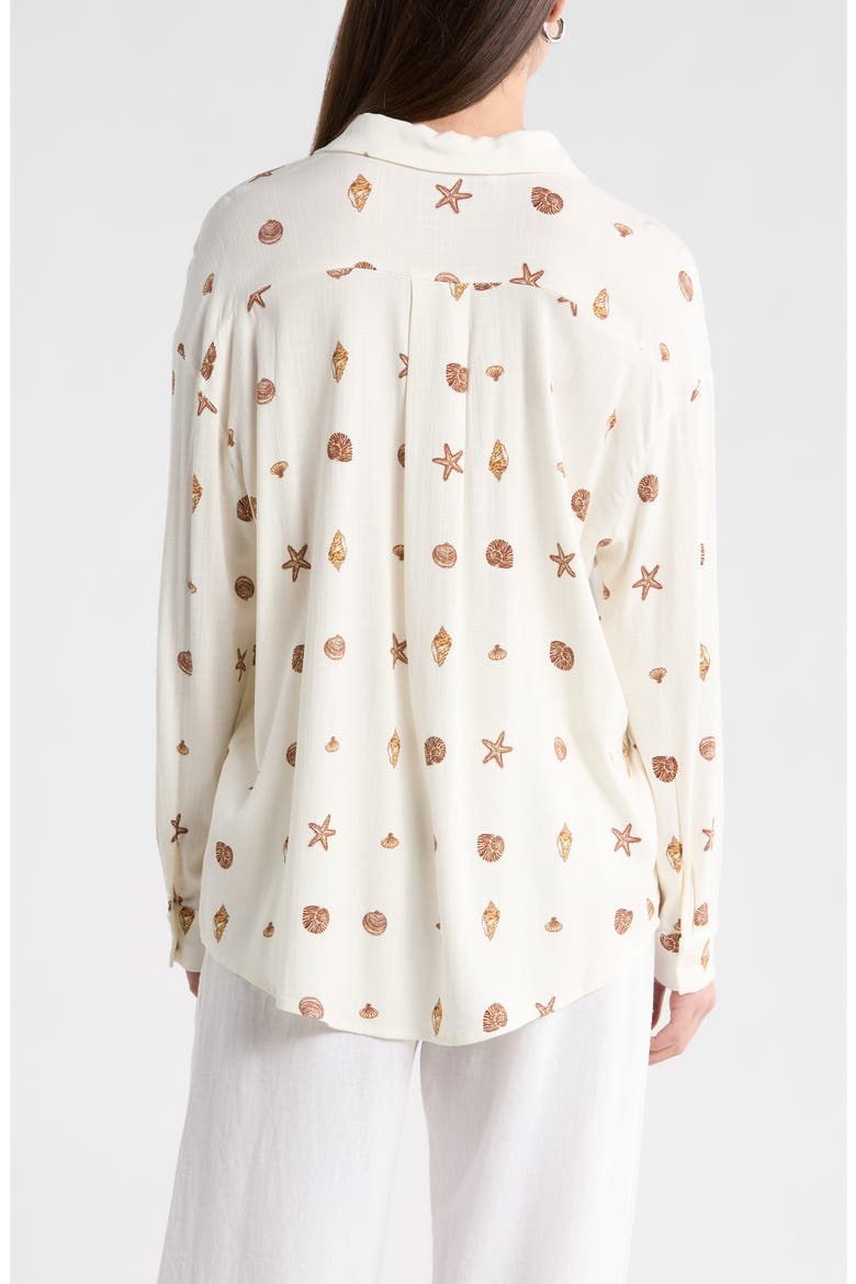Cerise Shells Dalton Boyfriend Shirt, Alternate, color, IVORY-BROWN