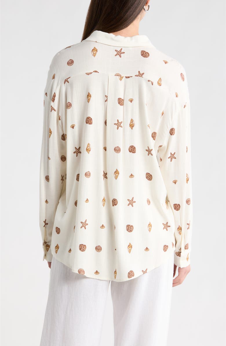 SUGARLIPS Cerise Shells Dalton Boyfriend Shirt, Alternate, color, Ivory-Brown