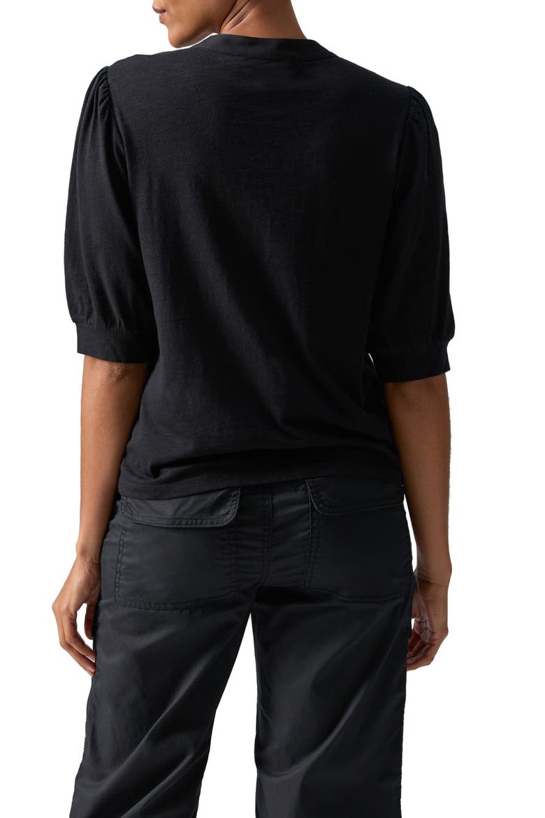 Mixed Media Organic Cotton Blend Top, Alternate, color, BLACK
