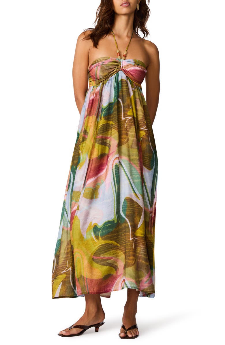 Steve Madden Yazmina Print Halter Maxi Dress, Main, color, Marble