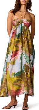 Steve Madden Yazmina Print Halter Maxi Dress