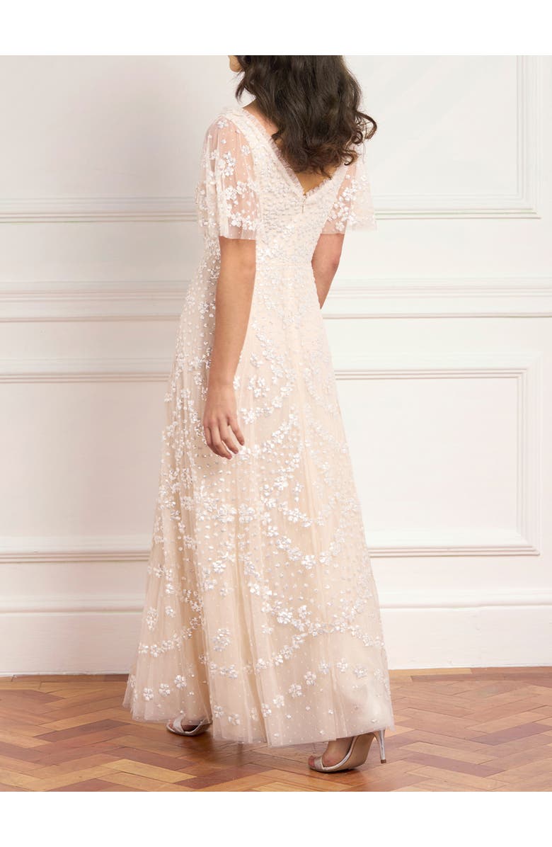 Needle & Thread Isobel Sequin Ankle Gown, Alternate, color, Cream