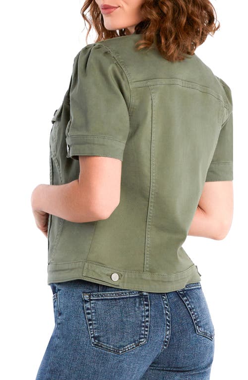 Wash Lab Denim Puff Sleeve Denim Jacket In Olive