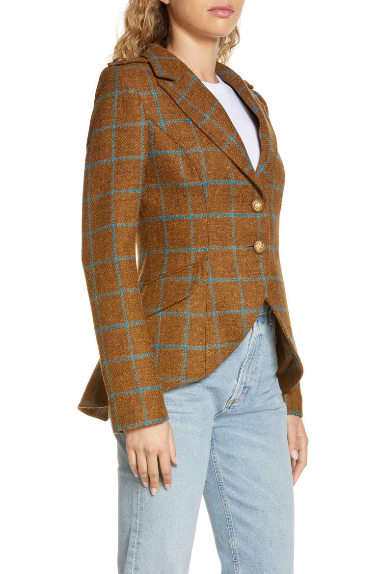 Equestrian Windowpane Check Wool Blazer, Alternate, color, VICUNA WINDOWPANE
