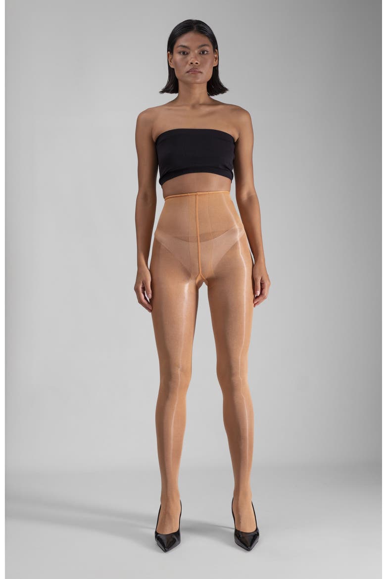 Lustrous Silky Shiny 20-Denier Sheer Tights, Alternate, color, CARAMEL