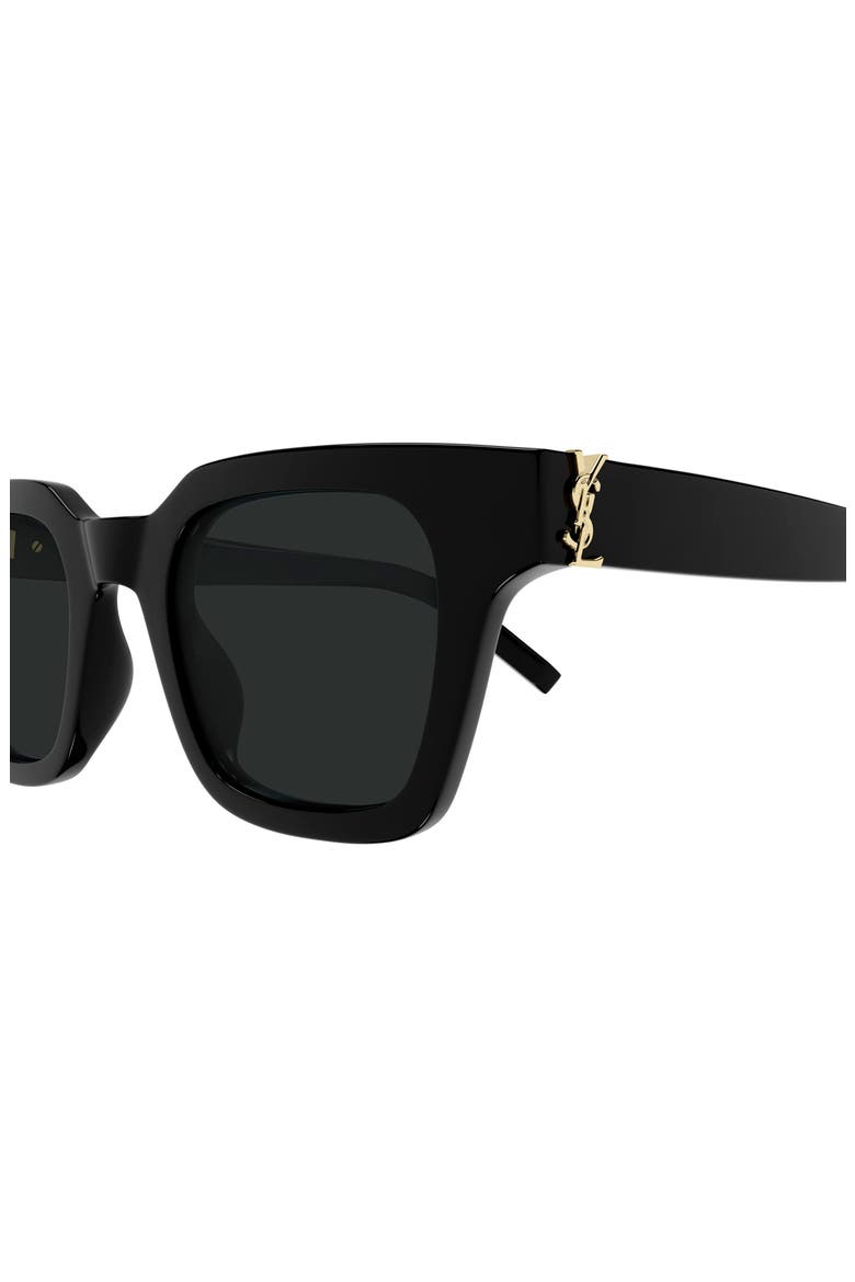 47mm Small Rectangular Sunglasses, Alternate, color, BLACK