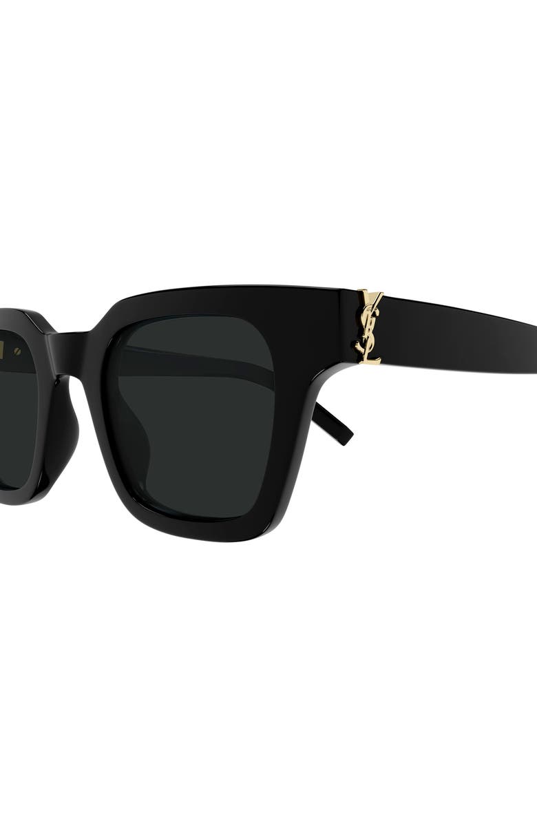 Saint Laurent 47mm Small Rectangular Sunglasses, Alternate, color, Black