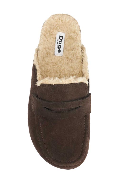 Dune London Goldy Faux Shearling Mule In Brown