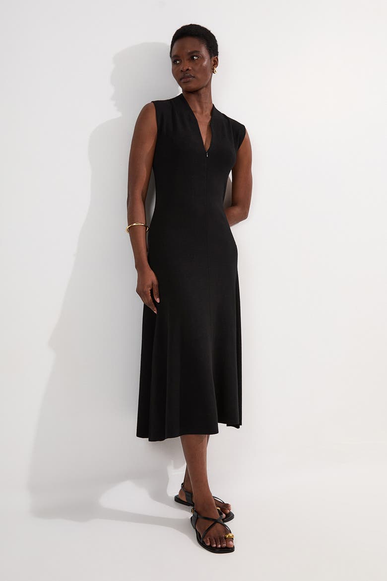 Petite Sleeveless Knitted Midi Dress, Main, color, Black
