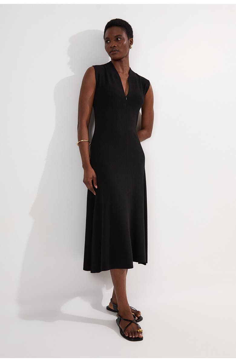 Karen Millen Petite Sleeveless Knitted Midi Dress, Main, color, Black