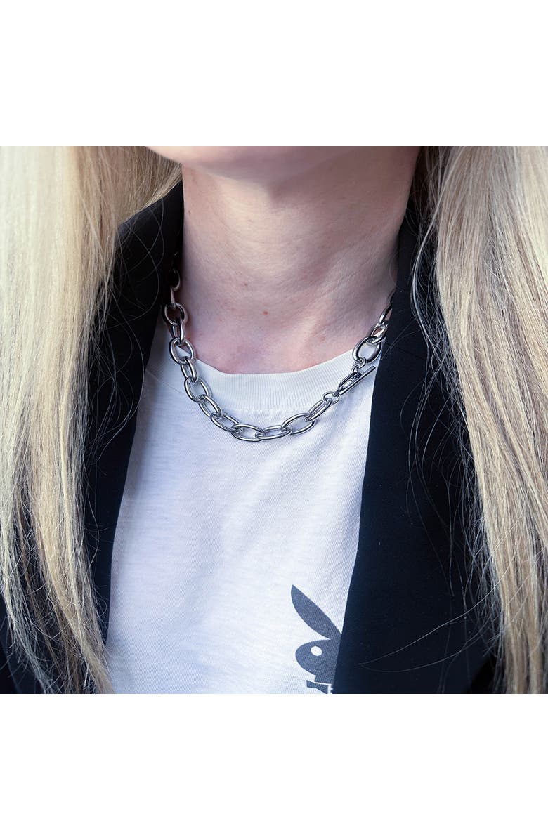 Outofoffice Silver Round Chain Necklace Bracelet Set, Alternate, color, Silver