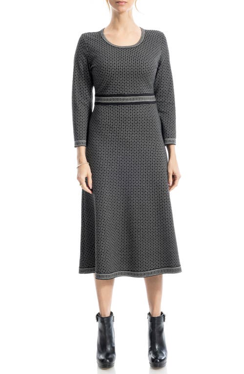 Max Studio Long Sleeve Midi Dress In Gray
