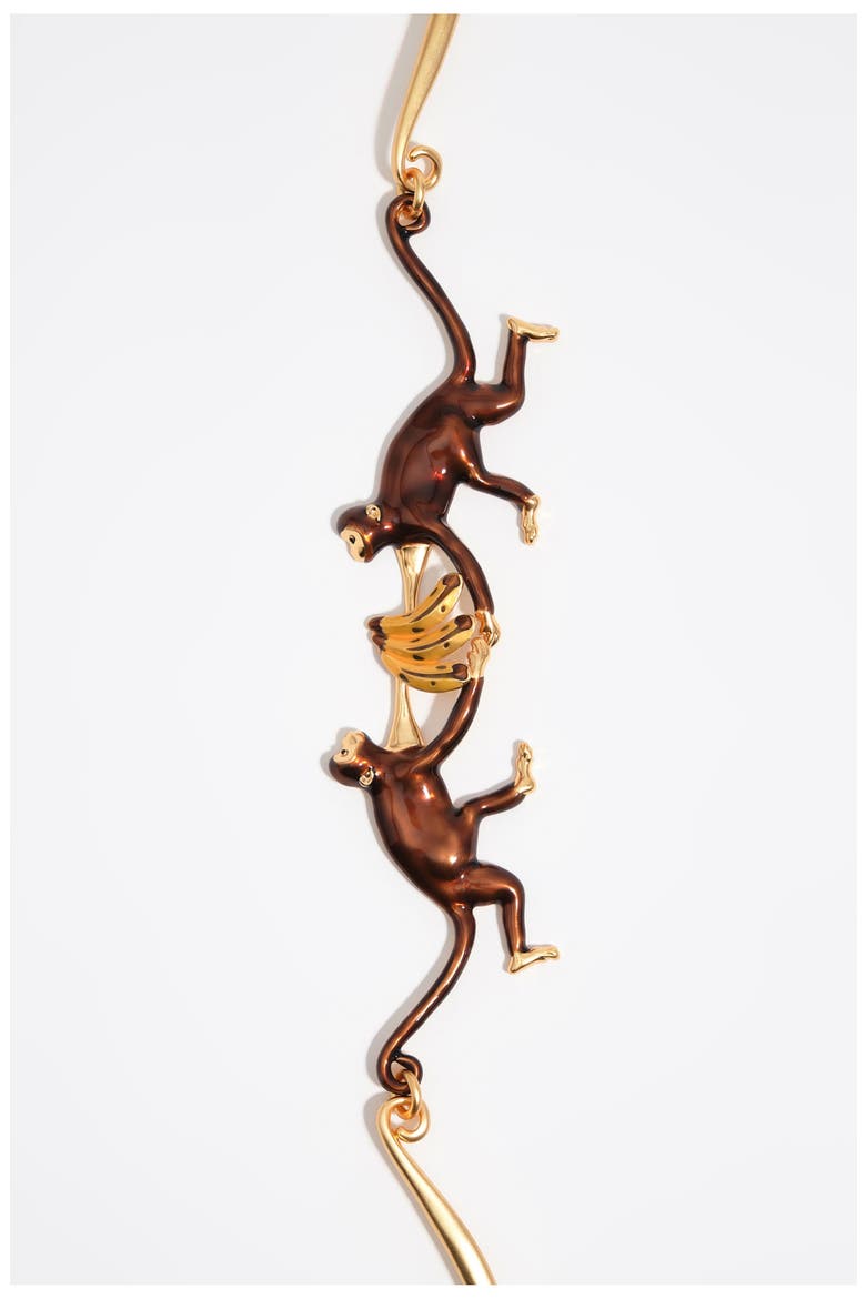 Monkeys And Bananas Necklace, Alternate, color, GOLD