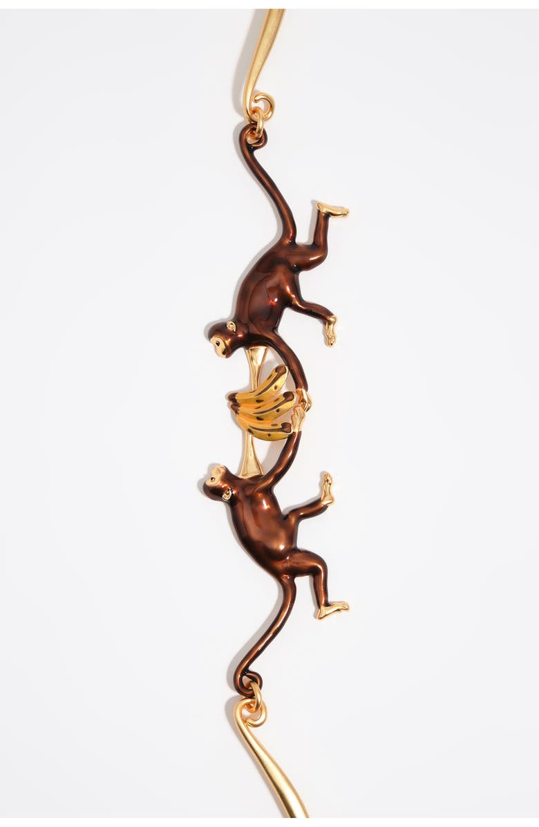 Bimba y Lola Monkeys And Bananas Necklace, Alternate, color, Gold