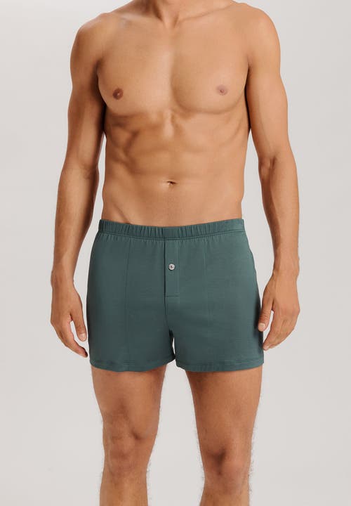 Hanro Cotton Sporty Button Fly Cotton Boxer In Herbal Tea