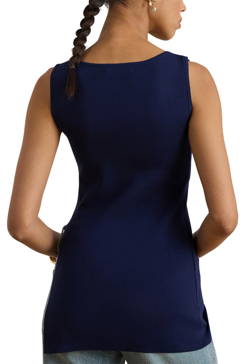 Asymmetric Side Slit Tank Top, Alternate, color, REFINED NAVY BLUE
