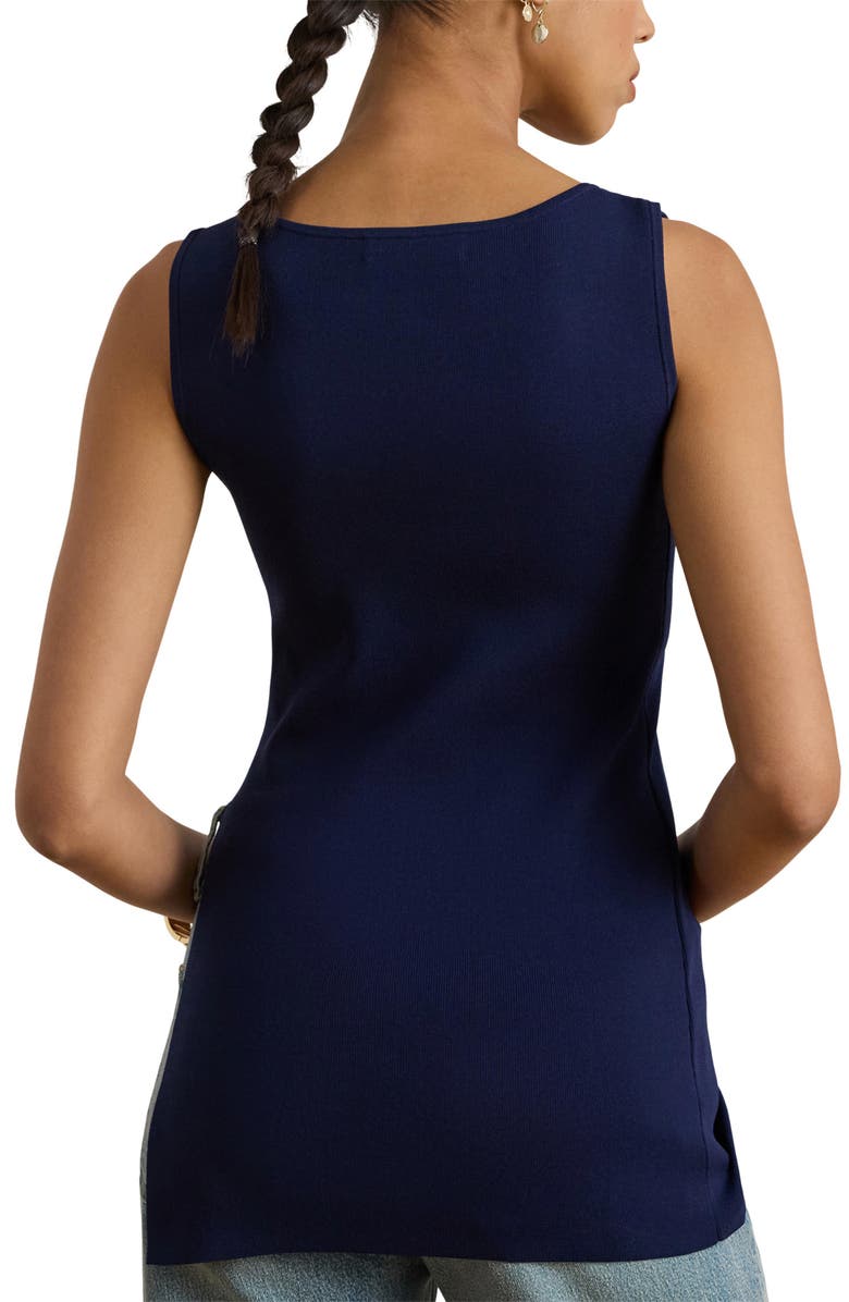 Lauren Ralph Lauren Asymmetric Side Slit Tank Top, Alternate, color, Refined Navy Blue
