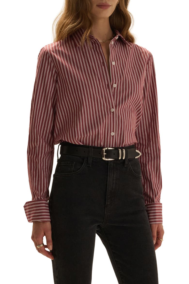 The Cuffed Statement Striped Shirt, Main, color, CRANBERRY HIGHWAY