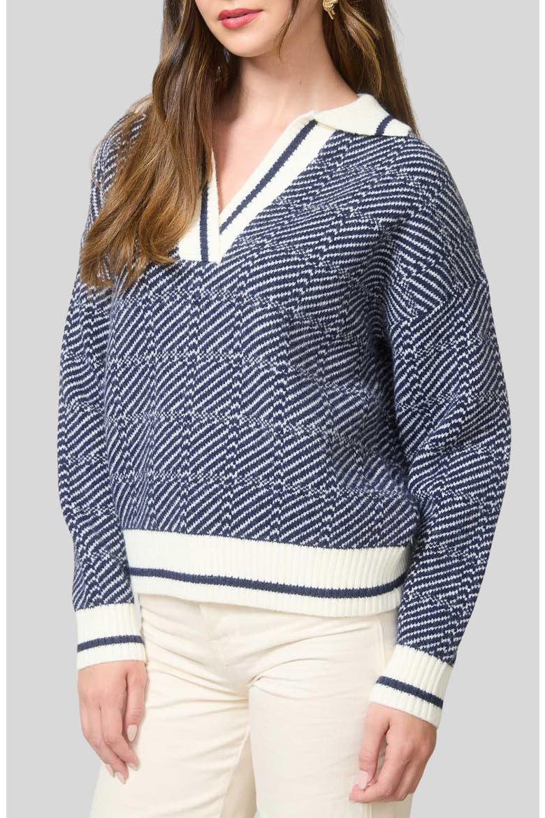 Split Johnny Collar Sweater, Alternate, color, NAVY