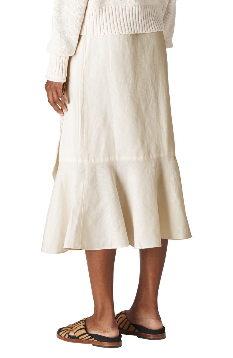 Whistles Flounce Hem Linen Midi Skirt, Alternate, color,