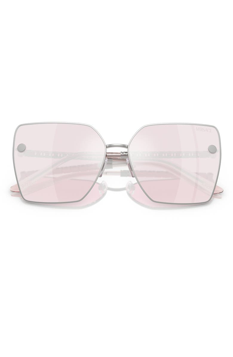 Versace 63mm Oversize Square Sunglasses, Alternate, color, Silver