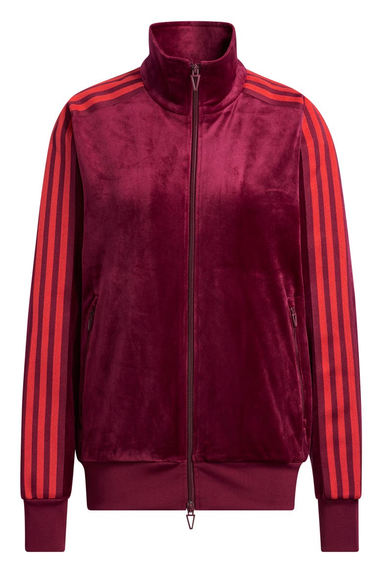 Velour Track Jacket, Alternate, color, CHERRY WOOD RED