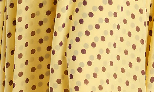 Cinq À Sept Camille Magda Ruched Polka Dot Floral Appliqué Dress In Yellow
