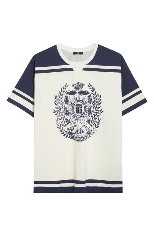 Balmain Emblem Varsity T-shirt In White